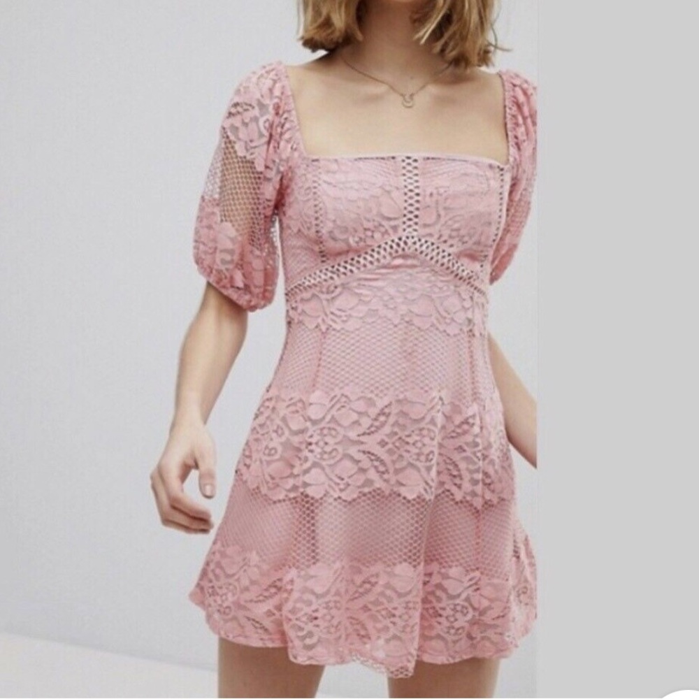 Free People Be Your Baby Lace Mini Dress SZ LARGE